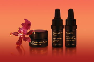 Floramorphasis with Awaken with Flowers Moisturizer, Blooming Orchid Serum and Spring Elixir